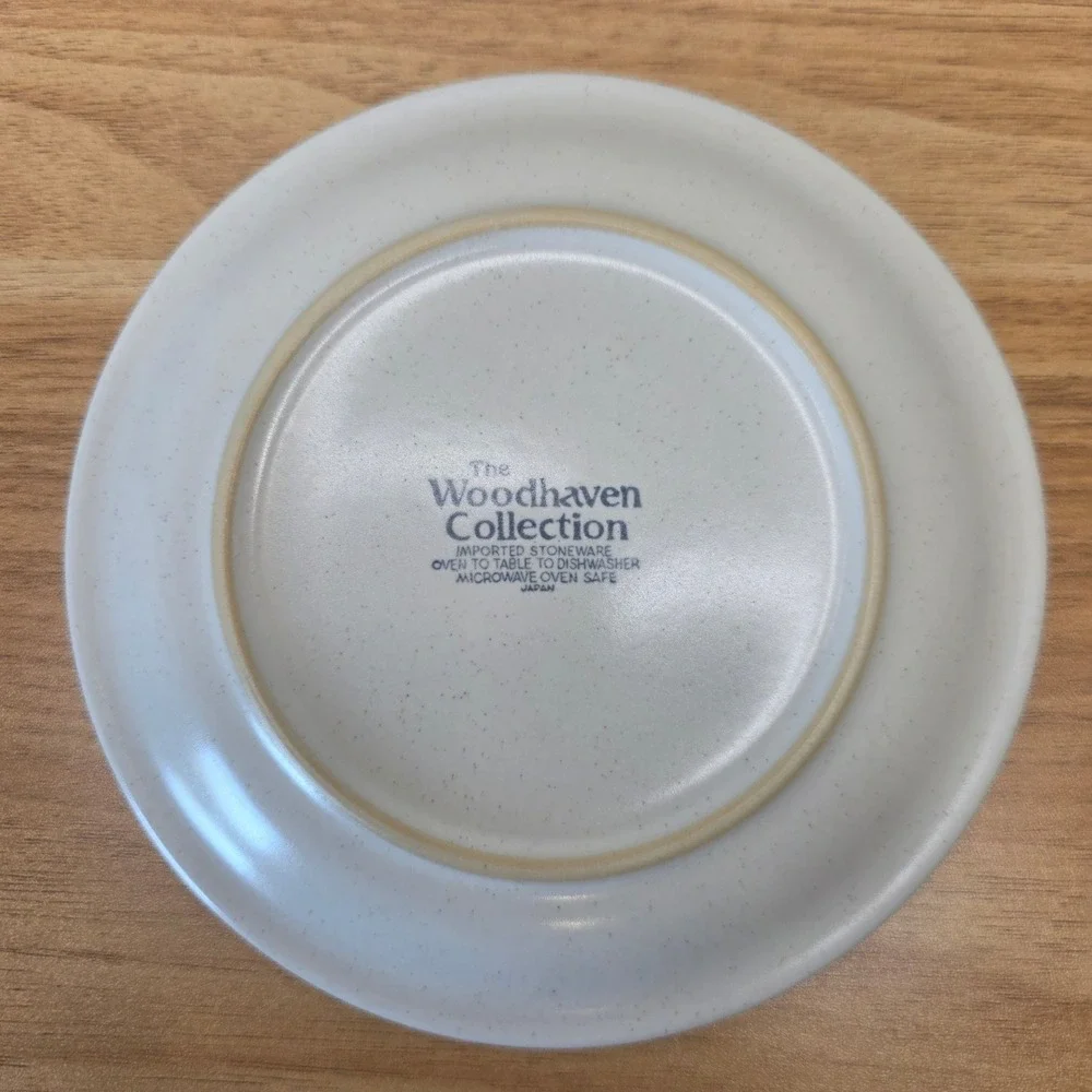 4 Vintage Woodhaven Collection Sandusky Saucers Stoneware Brown Band Japan